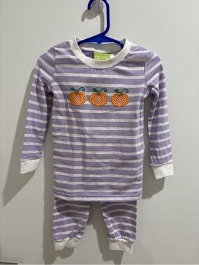 Precious Toddler Girls Lavender Striped Pumpkin Pajama Set